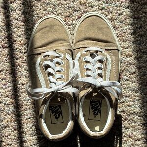 Vans Classic Tan and White Sneakers